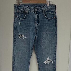 Levi's 501 Jeans Skinny Button Fly 30x29 Women’s High Rise Distressed